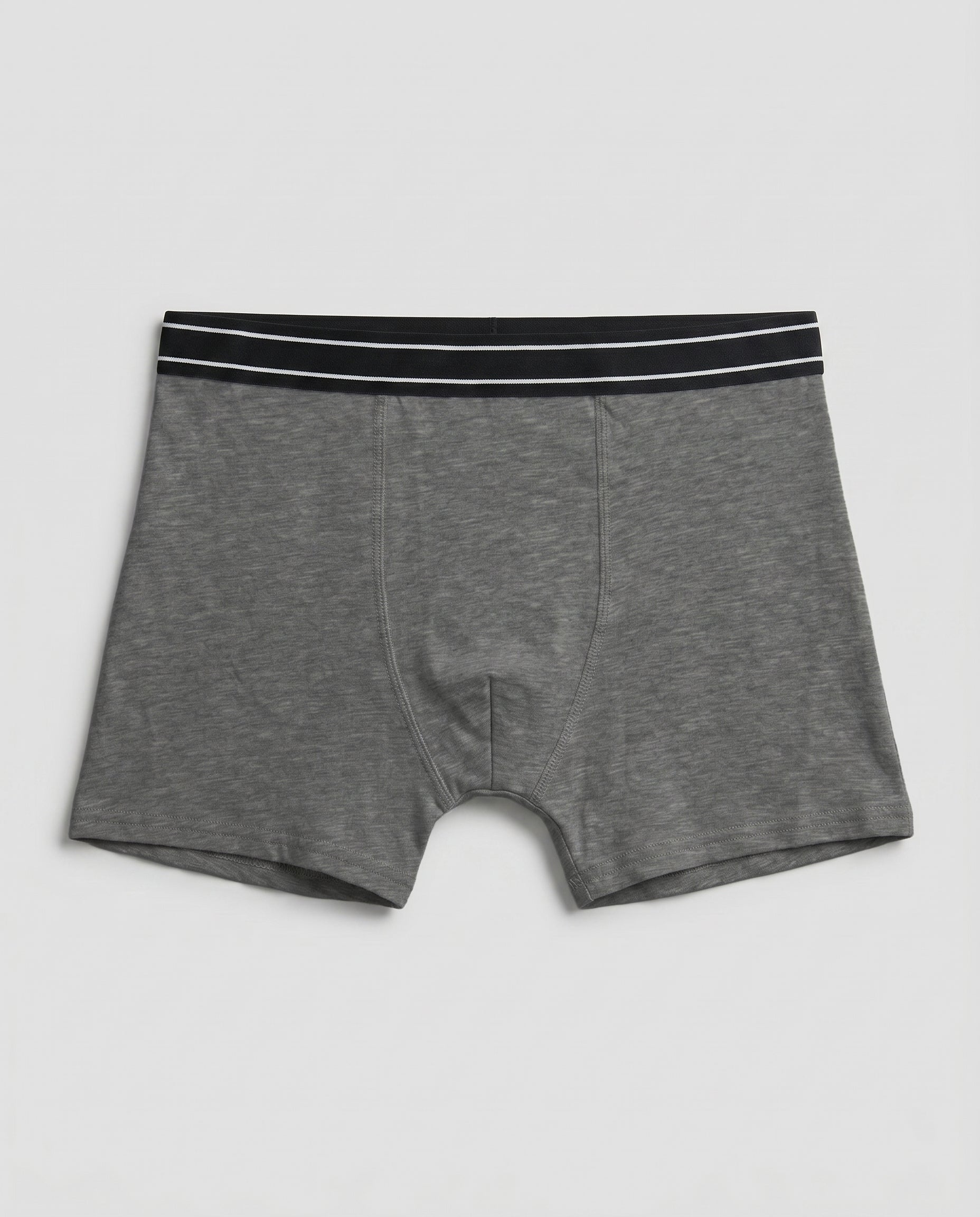 Boys' charcoal grey cotton boxer brief, flat lay front view
