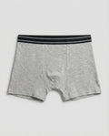 Boys' heather grey cotton boxer brief, flat lay front view