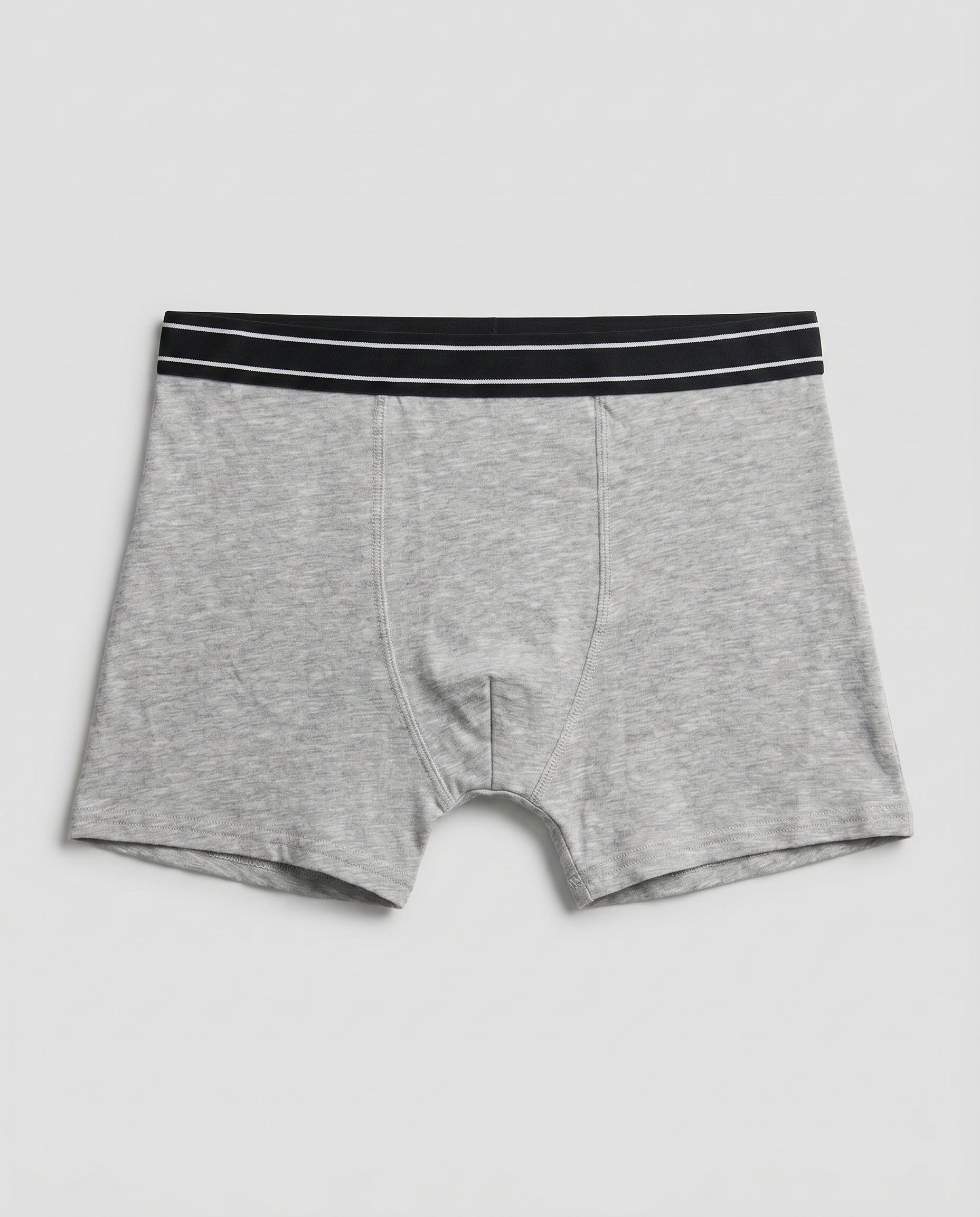 Boys' heather grey cotton boxer brief, flat lay front view
