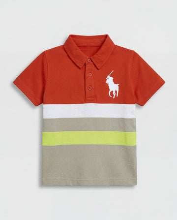 Boys Polo T-Shirt – Cotton, Multi Colour Block