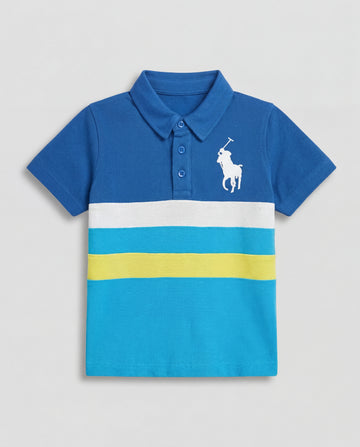 Boys Polo T-Shirt – Cotton, Colour Block, Blue