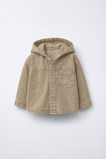 Kids’ Hooded Denim Jacket – Sand