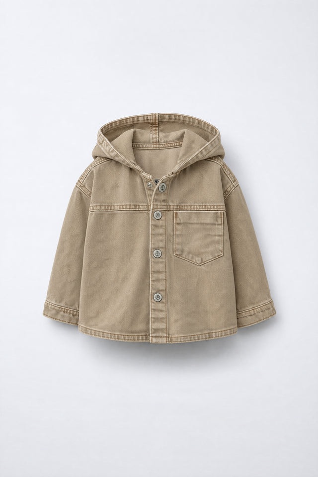PTex Fashion – Kids’ Hooded Denim Jacket – Sand
