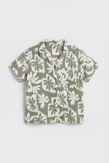Boys’ Botanical Print Muslin Cotton Shirt