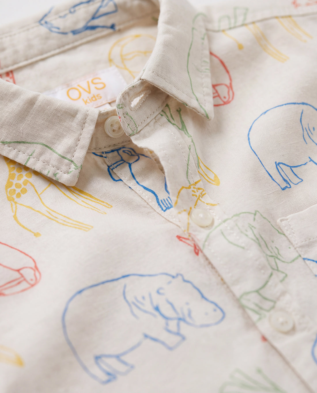 Baby Boys' Oxford Cotton Safari Print Short Sleeve Shirt
