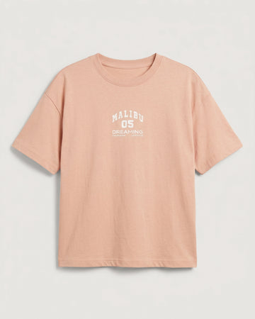 Kid's Drop Shoulder Cotton T-Shirt - Warm Pink