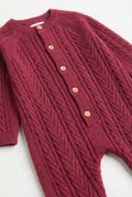 Soft Cable Knit Baby Romper – Deep Maroon - PTex Fashion