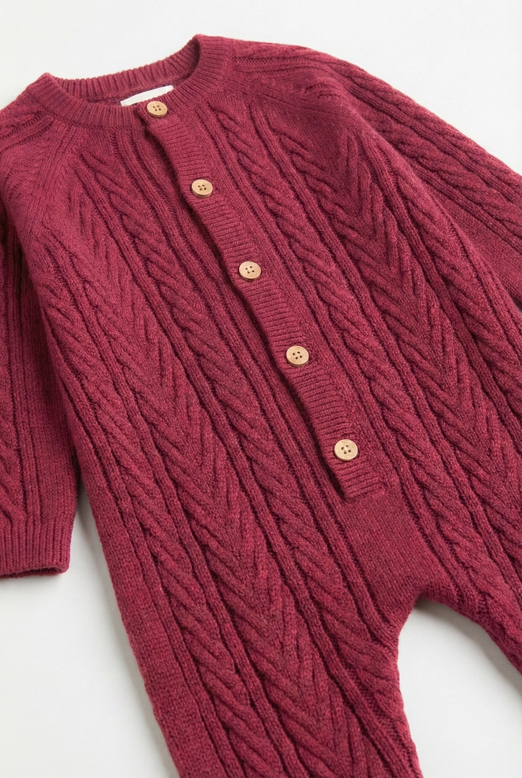 Soft Cable Knit Baby Romper – Deep Maroon - PTex Fashion