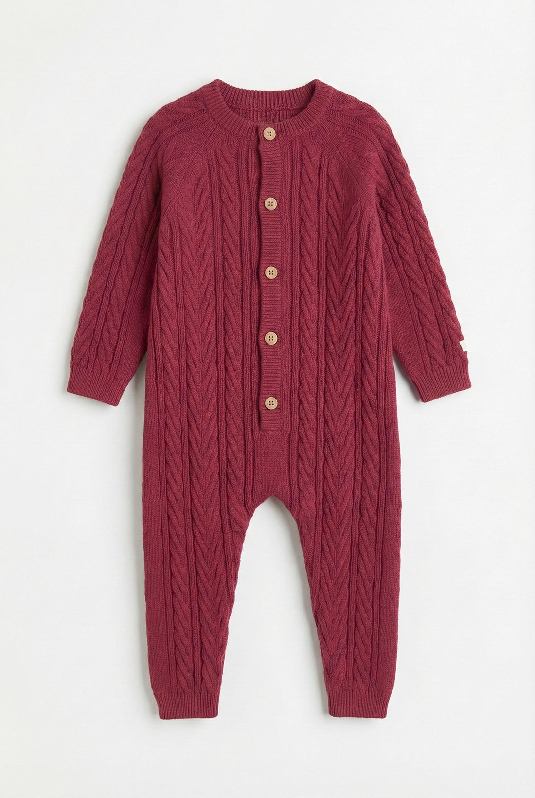 Soft Cable Knit Baby Romper – Deep Maroon _ PTex Fashion