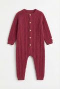 Soft Cable Knit Baby Romper – Deep Maroon _ PTex Fashion