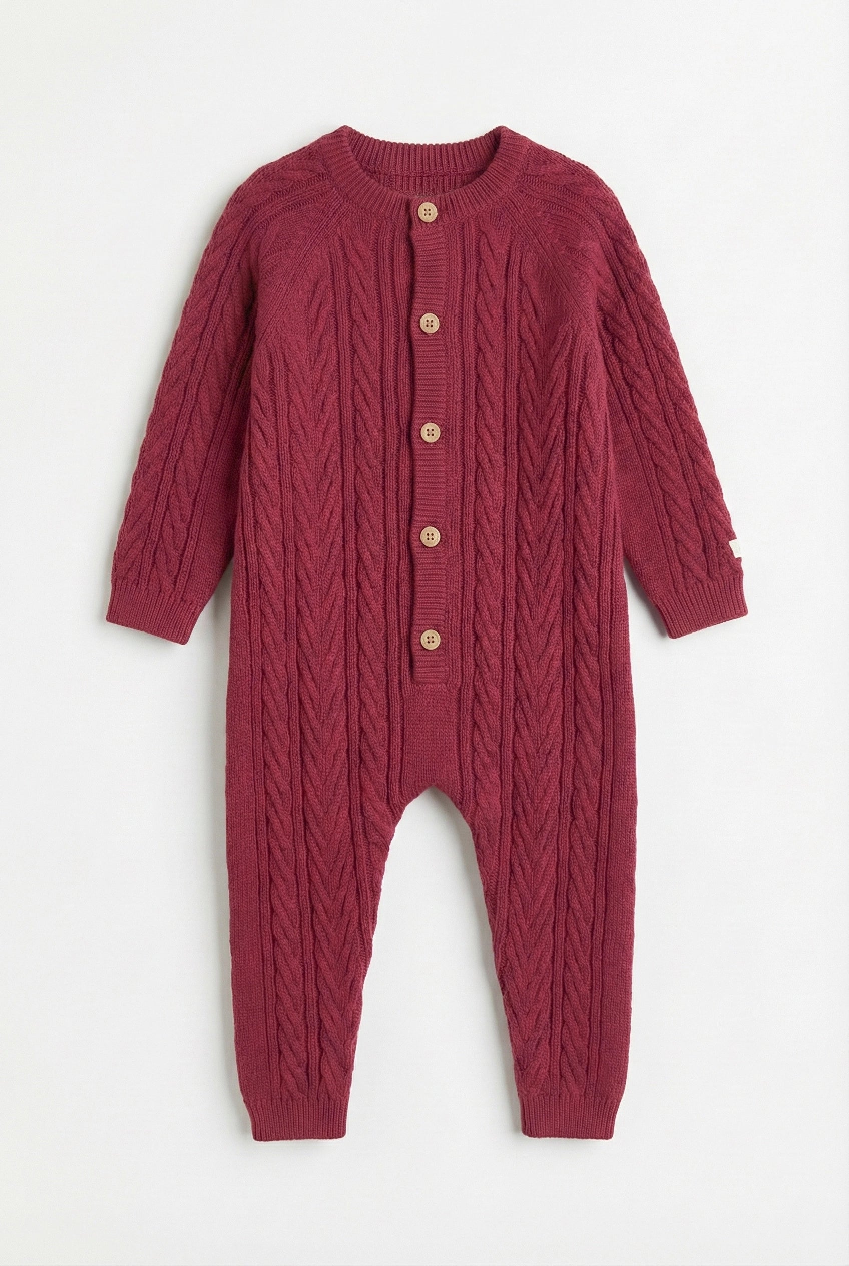 Soft Cable Knit Baby Romper – Deep Maroon _ PTex Fashion