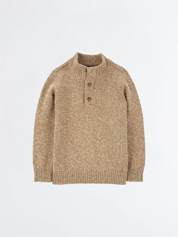 Toddler Boys’ Beige Knit Henley Sweater