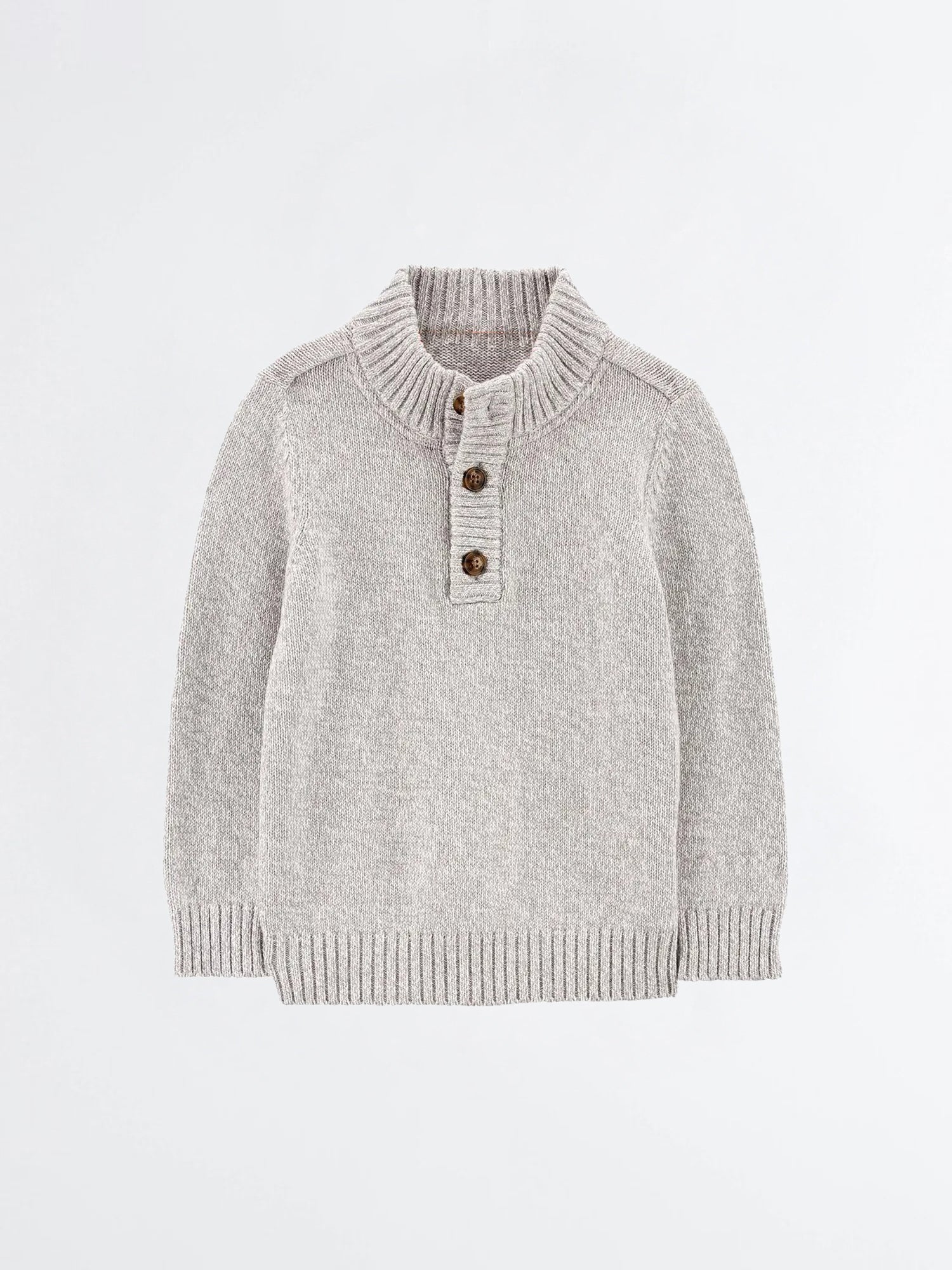 Toddler Boys’ Light Grey Knit Henley Sweater