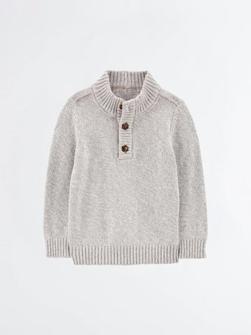 Toddler Boys’ Light Grey Knit Henley Sweater