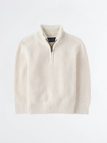 Boy's Half Zip Knit Sweater | Off White