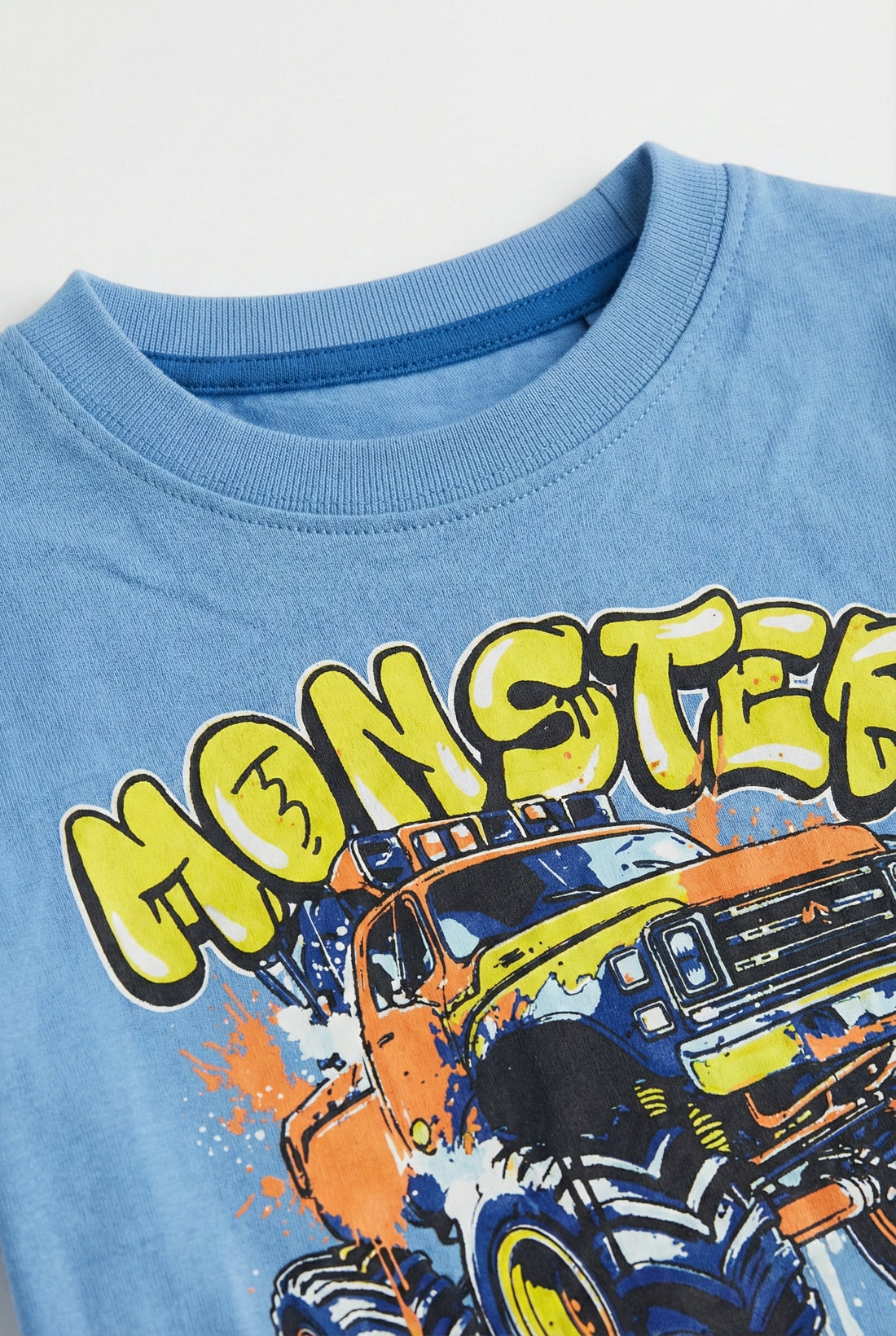 Toddler Dusky Blue Half Sleeve T-Shirt | Monster Truck