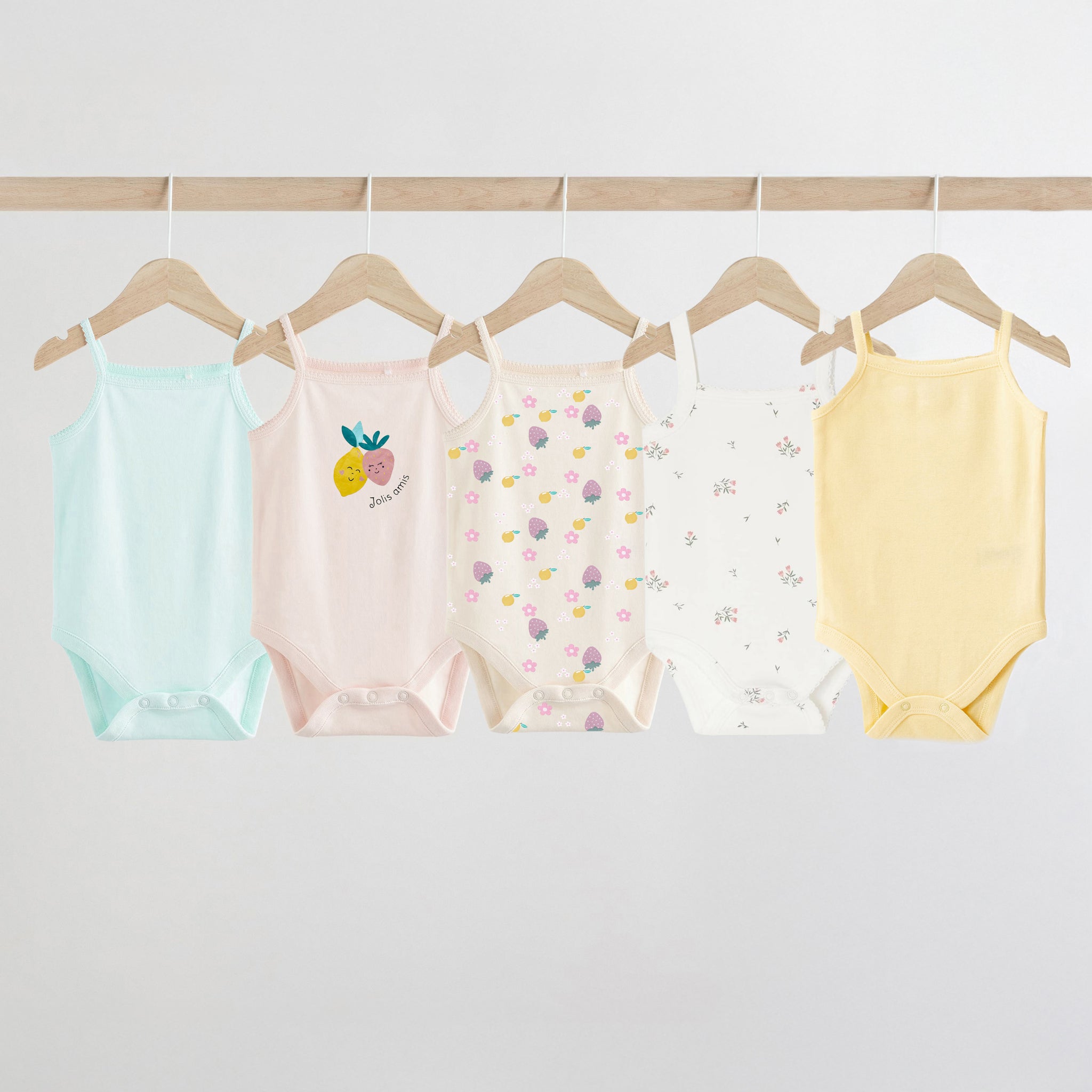 Pack of 5 strap baby girl bodysuit