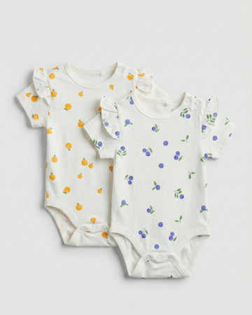 2-Pack Baby Girl Ruffle Sleeve Cotton Bodysuits