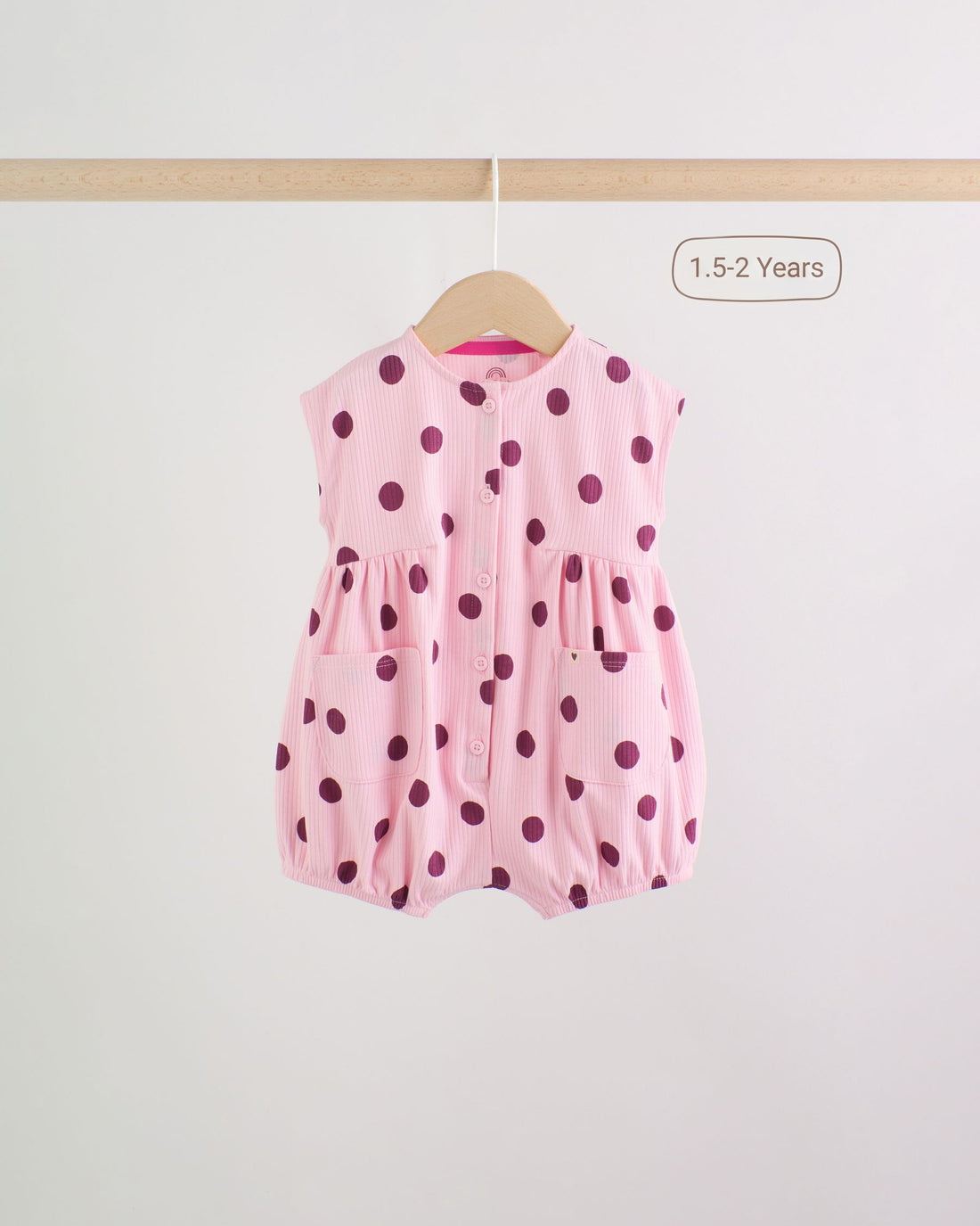 Girl's Baby Romper – Polka Dot Blush Pink