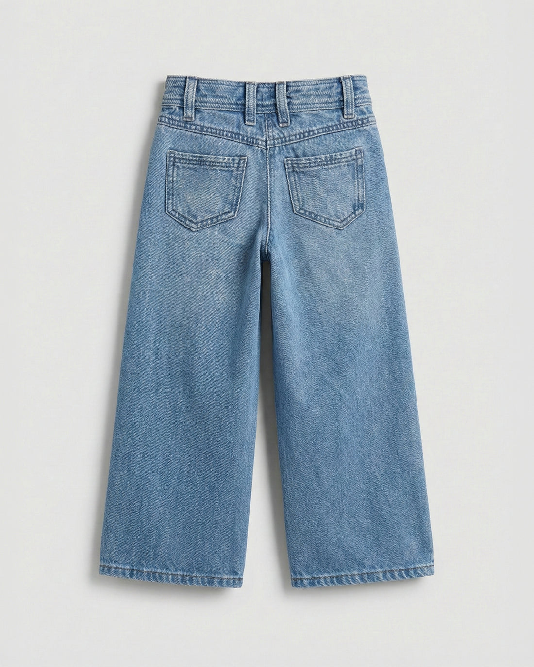Girl's Wide Leg Light Wash Denim Pant
