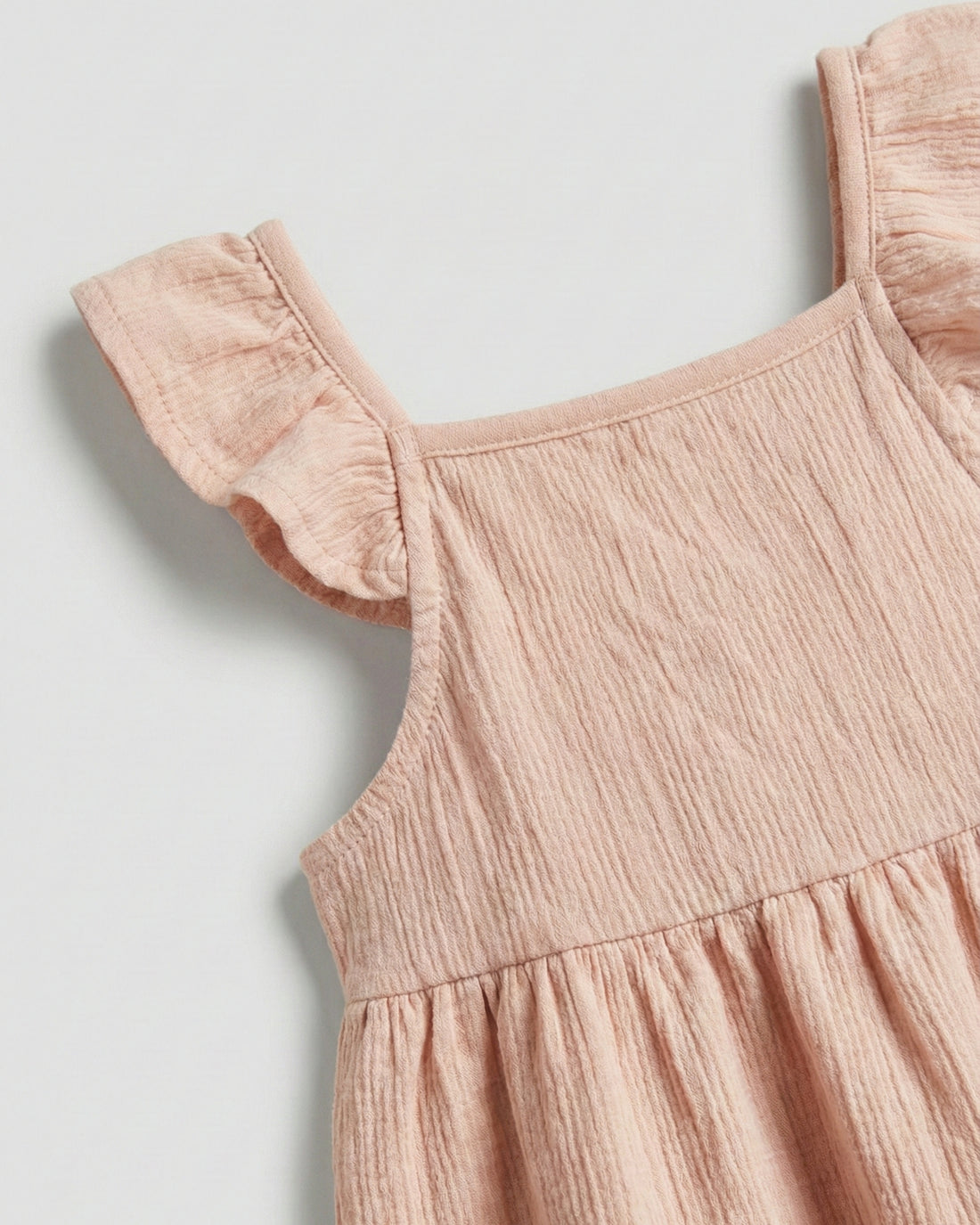 Baby Girl's Cotton Textured Ruffled Sleeve Frock
