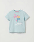 Toddler Girl's Half Sleeve Cotton T-Shirt in aqua blue color