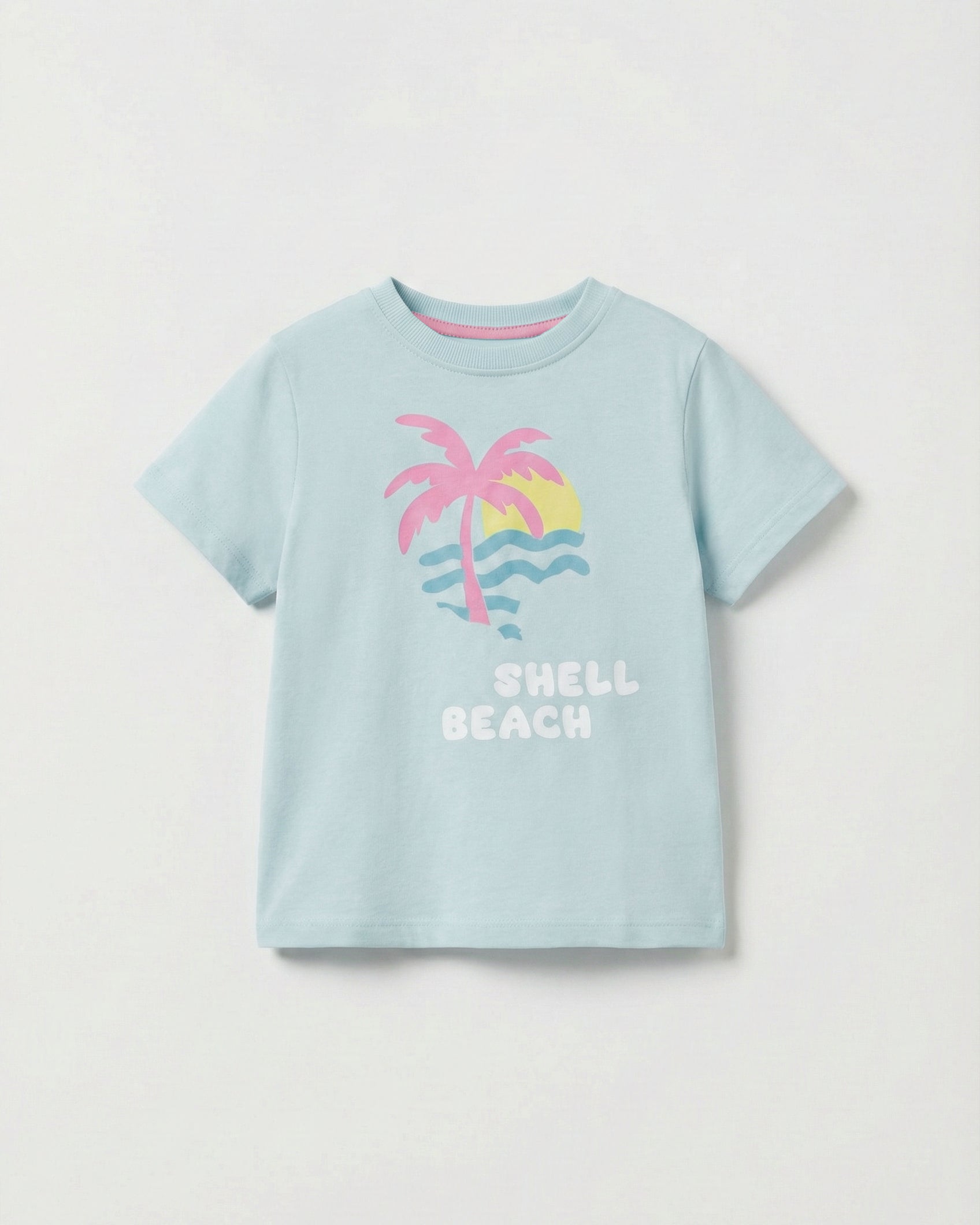 Toddler Girl's Half Sleeve Cotton T-Shirt in aqua blue color