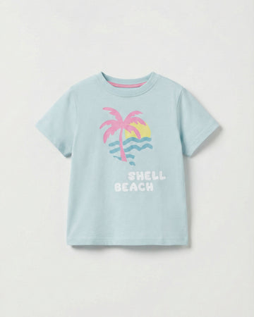 Toddler Girl's Half Sleeve Cotton T-Shirt in aqua blue color