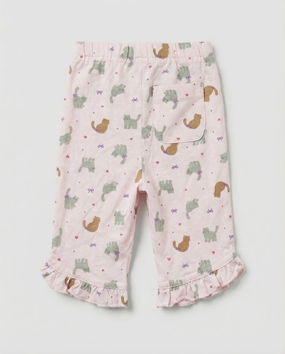 Girls Soft Cotton 3/4 Leggings - Light Pink