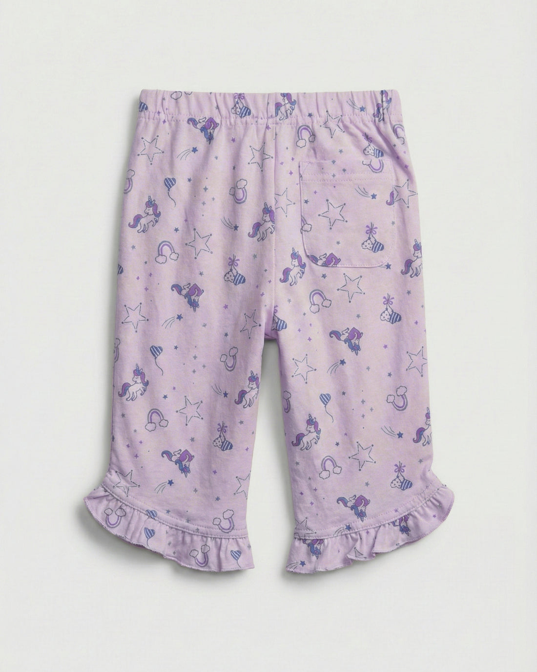 Girls Soft Cotton 3/4 Leggings - Purple Unicorn