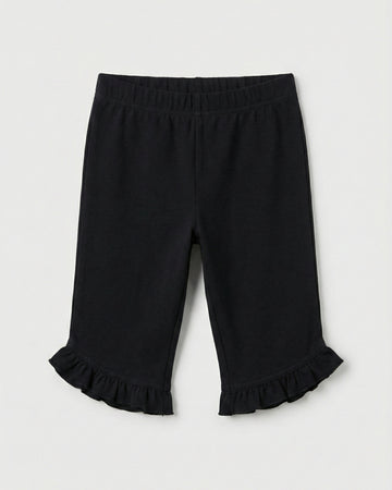 Baby Girls Soft Cotton 3/4 Leggings - Black