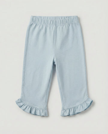 Girls Soft Cotton 3/4 Leggings - Light Blue