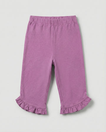 Girls Soft Cotton 3/4 Leggings - Purple