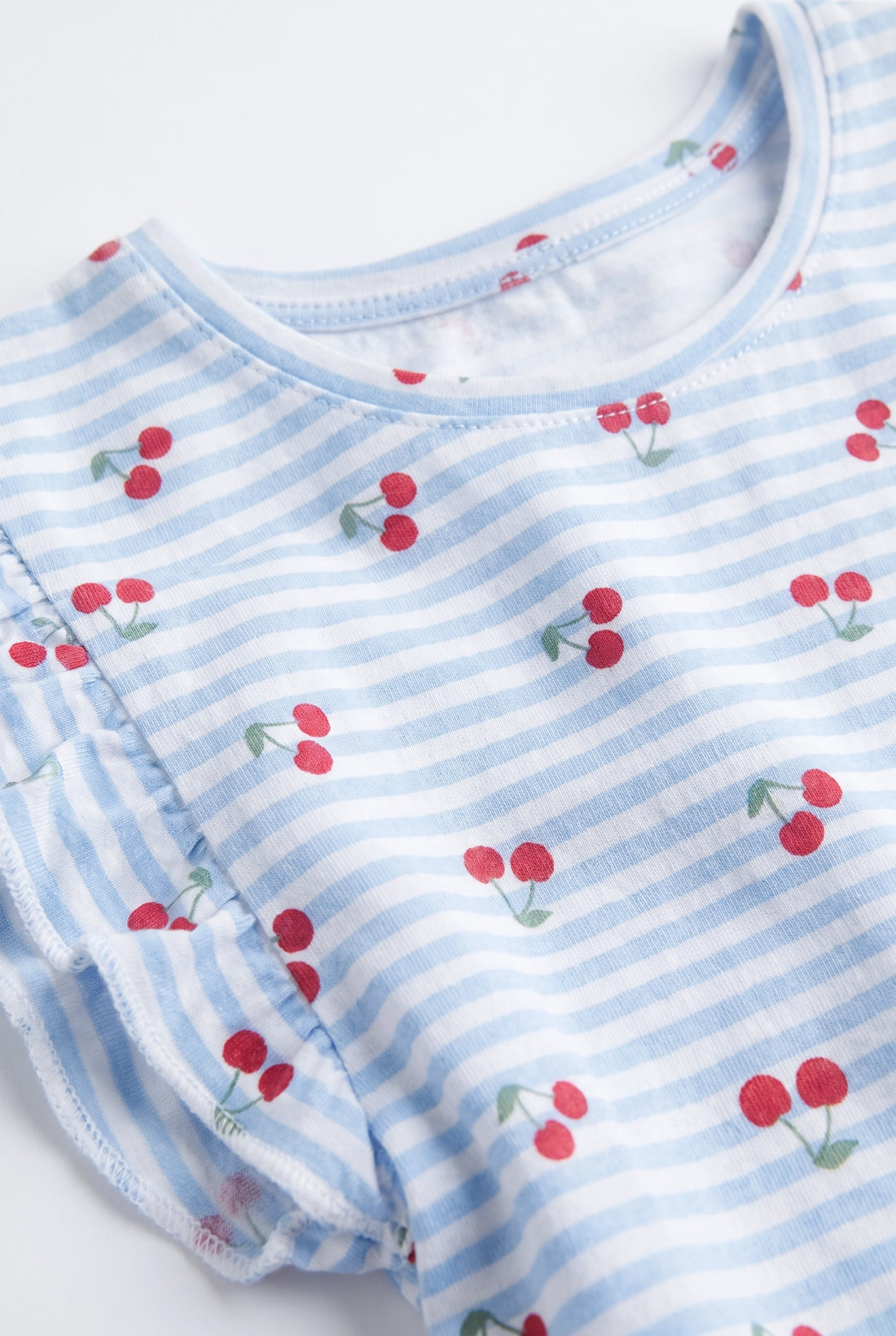 Girls' Cherry Print Stripe Long Frock