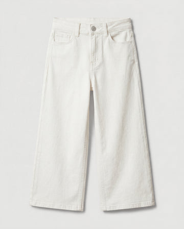 Girls' Off-White Wide Leg Culotte Pants