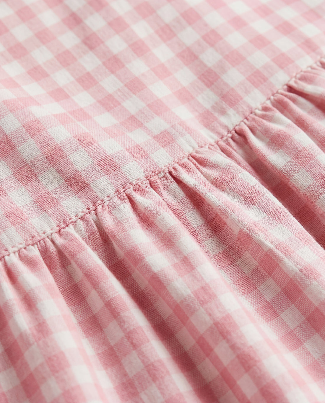 Girls' Woven Cotton Gingham Frock - Pink