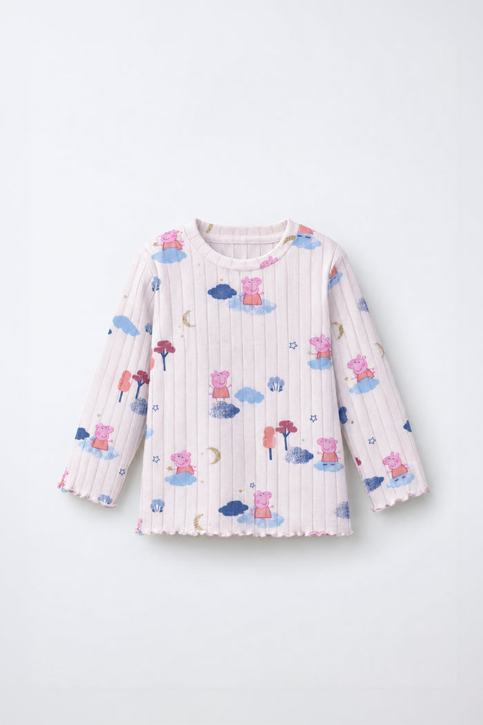 Girls Pointelle Long Sleeve T-Shirt - Blush Pink – Ptex