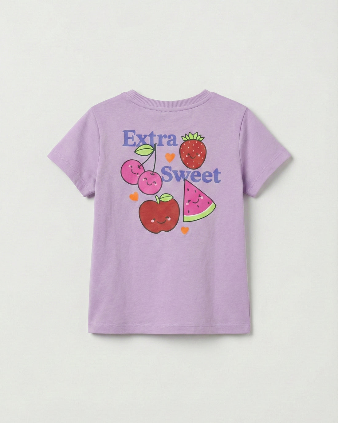 Toddler Girl's Half Sleeve Cotton T-Shirt  in purple color with a cherry print