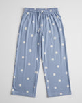 Girls’ Soft Cotton Palazzo Trouser – Blue Polka Dot Print