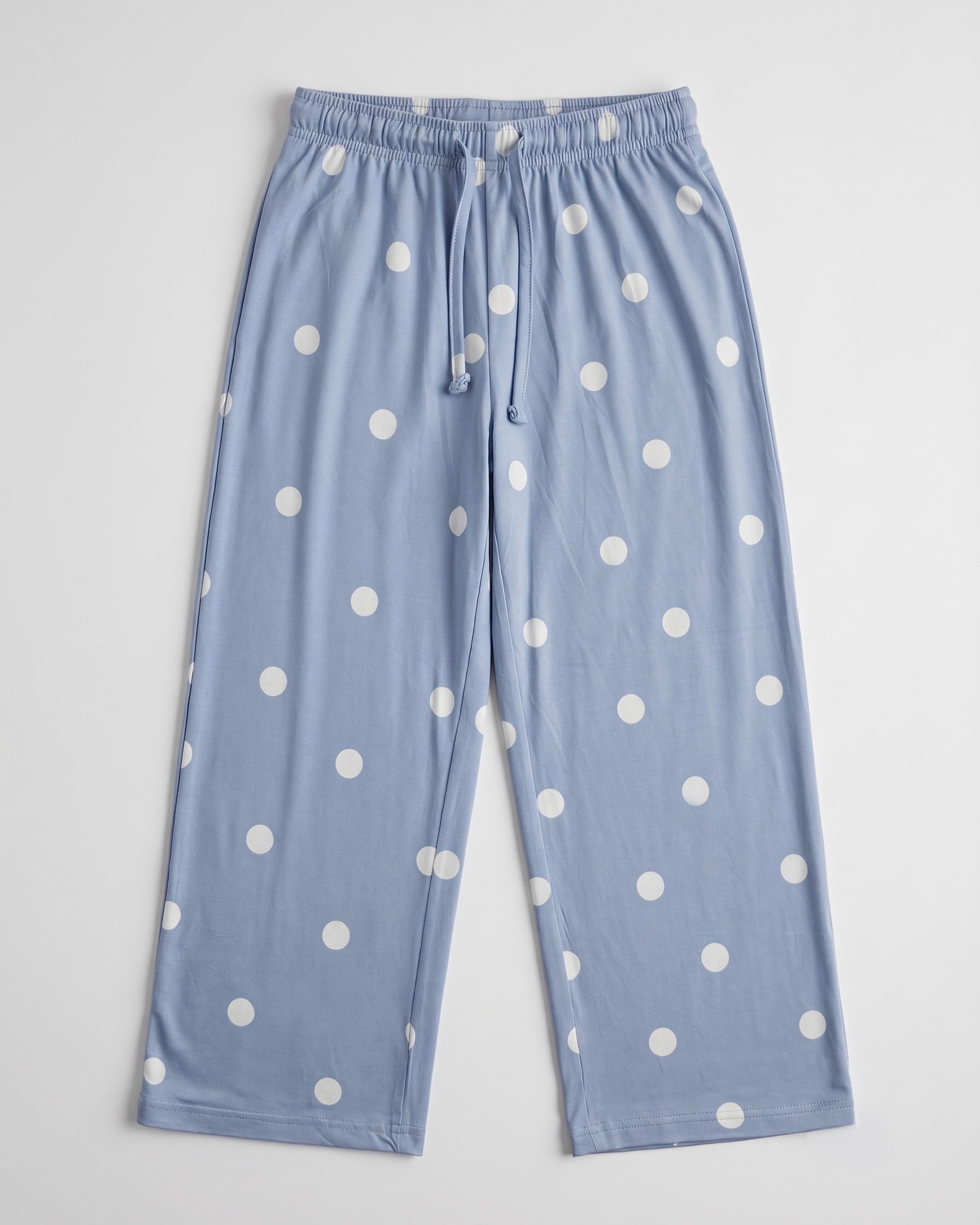 Girls’ Soft Cotton Palazzo Trouser – Blue Polka Dot Print
