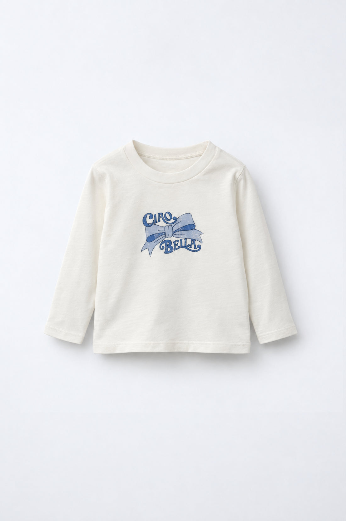 Girls soft cotton full-sleeve T-shirt with comfortable crew neckline, lightweight fit and front bow graphic.