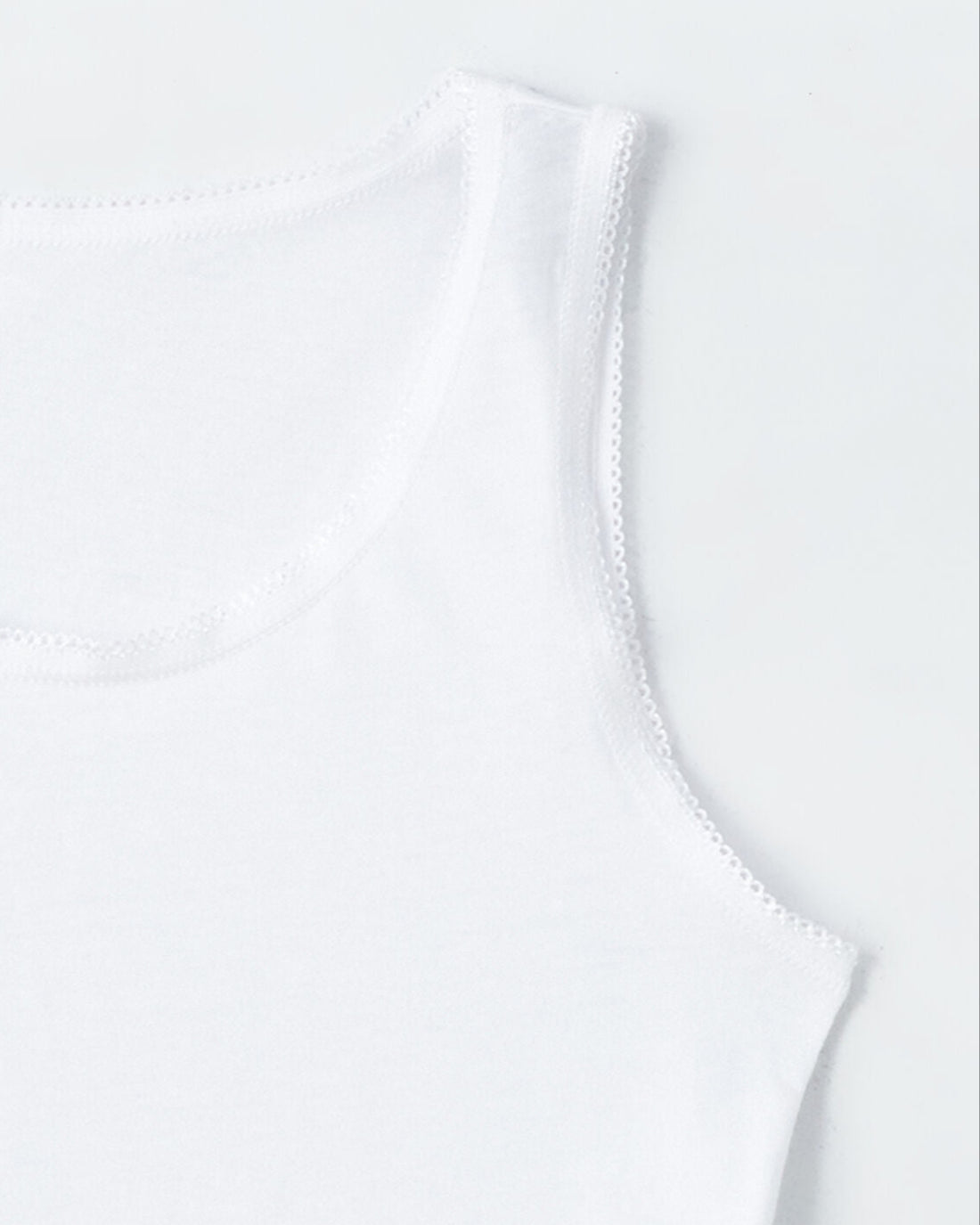 Toddler Girl's Lace Trimmed Cotton Tank Tops | Solid White