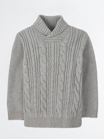 Classic Italian Shawl Collar Sweater | Heather Grey