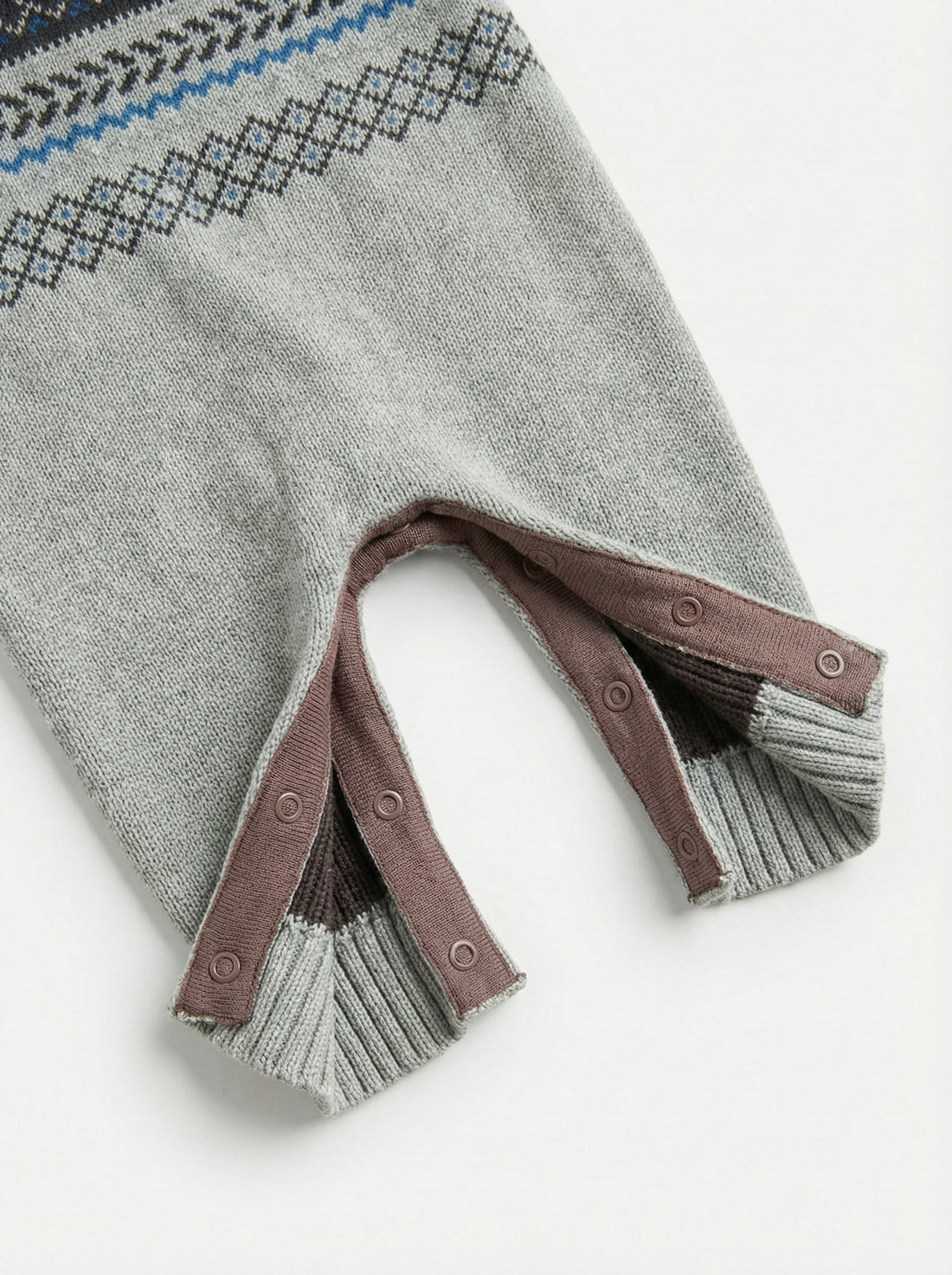 Nordic Knit Baby Romper| Soft Grey & Fair Isle