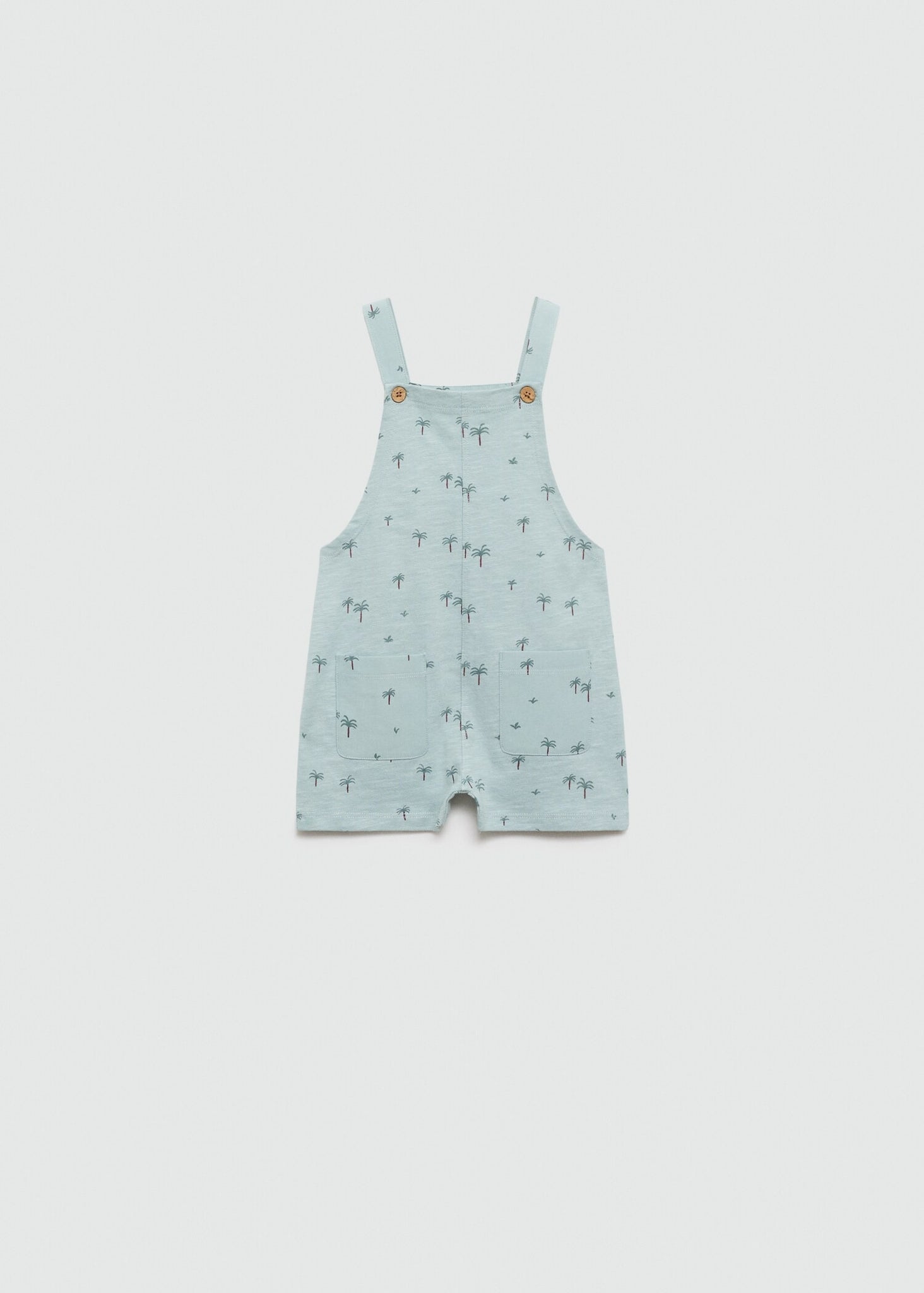 Light Mint Palm Print Dungaree for Toddlers