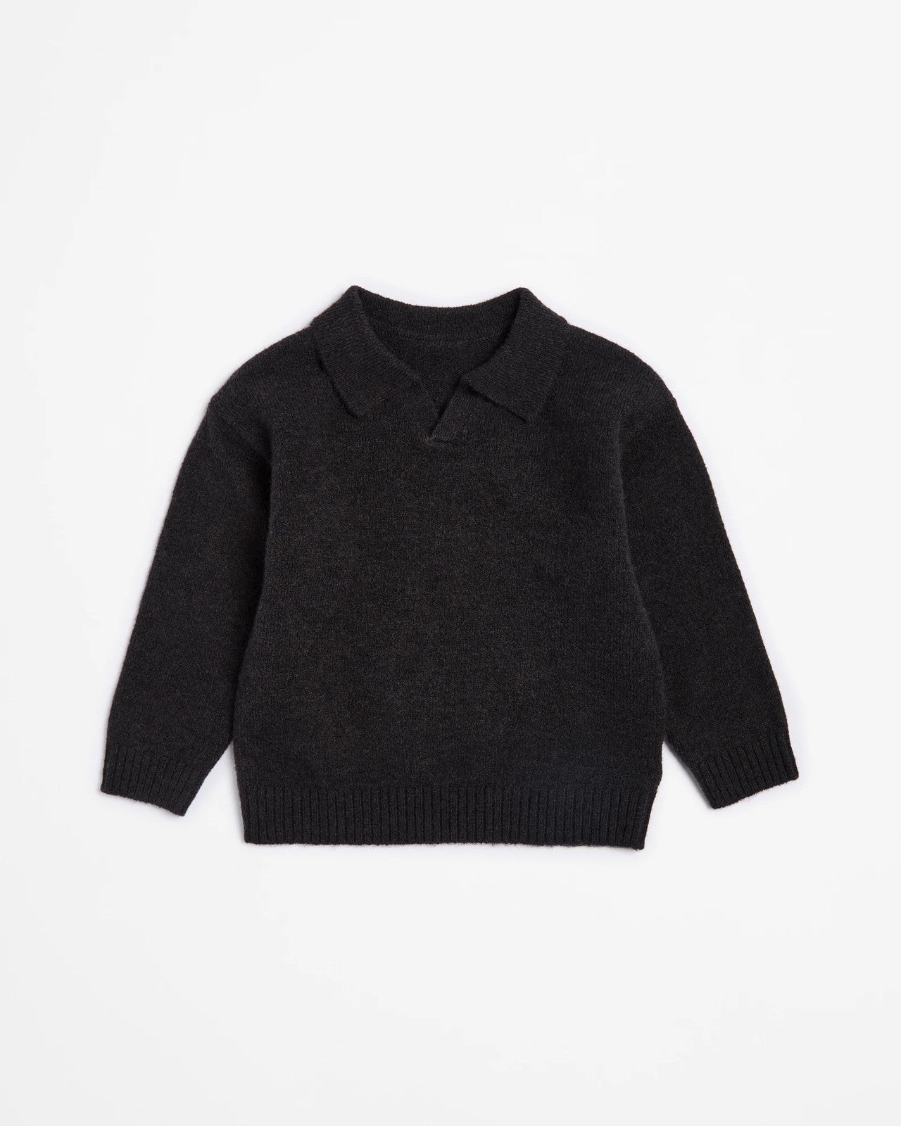 Kid's Knit Polo Jumper | Black