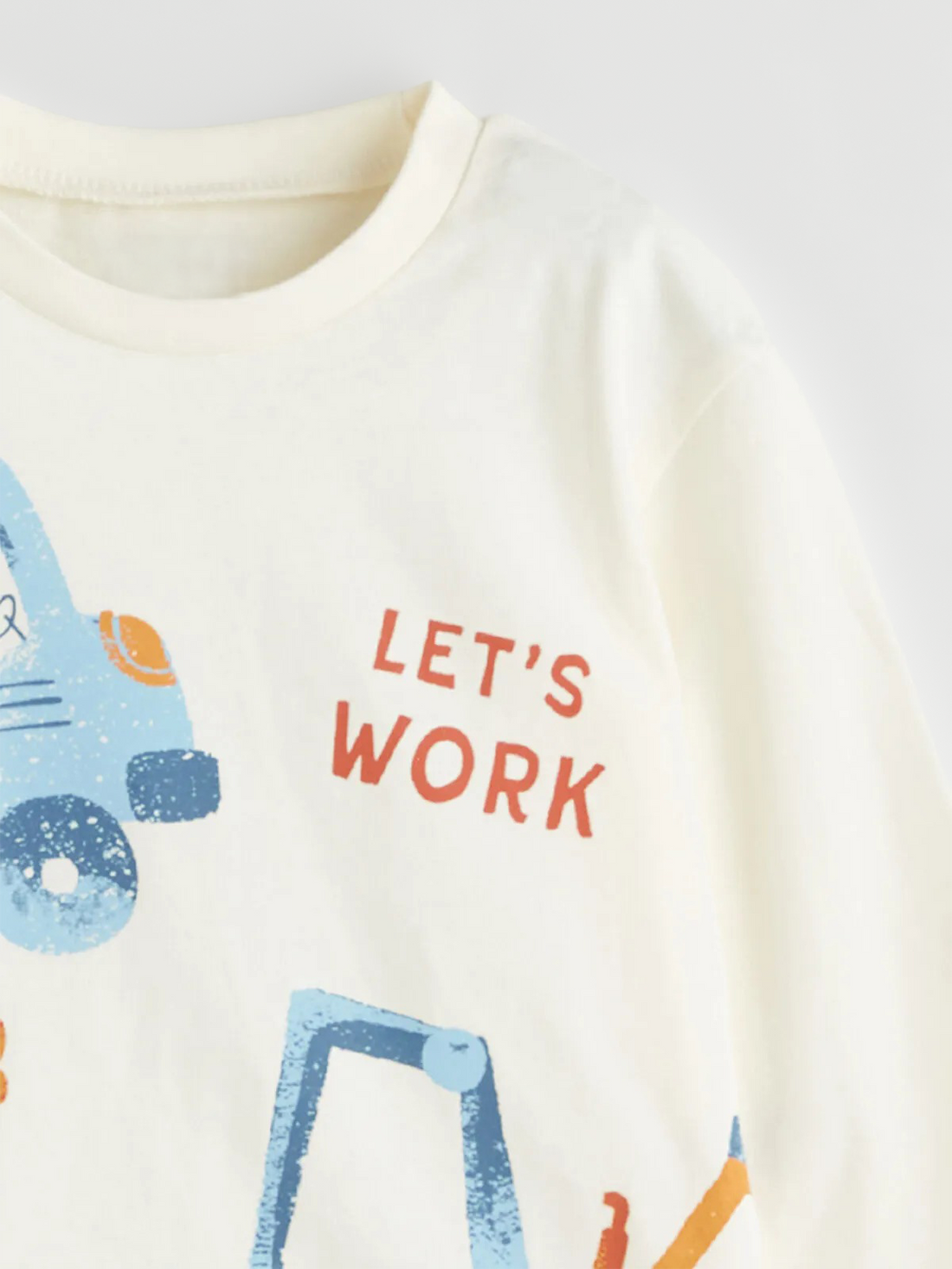 Baby Cream “Let’s Work” Construction Print Long Sleeve T-Shirt
