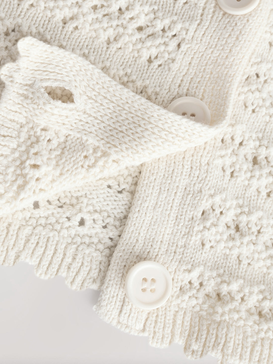 Girl's Pure Cotton Crochet Cardigan | White