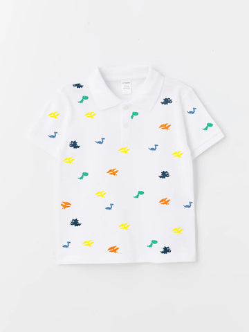 Toddler Baby Boy Short Sleeve Cotton Pique Polo T-Shirt | White