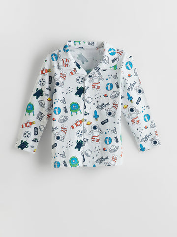 Pure Cotton All Over Print Long Sleeve T-shirt